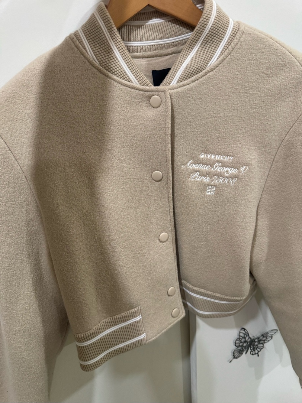 Givenchy Neutral Beige Embroidered Varsity Jacket